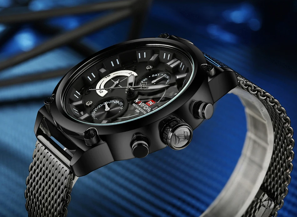 Бренд NAVIFORCE, Роскошные мужские часы, 24 часа, дата, неделя, дисплей, кварцевые часы, мужские спортивные наручные часы из стали, мужские часы