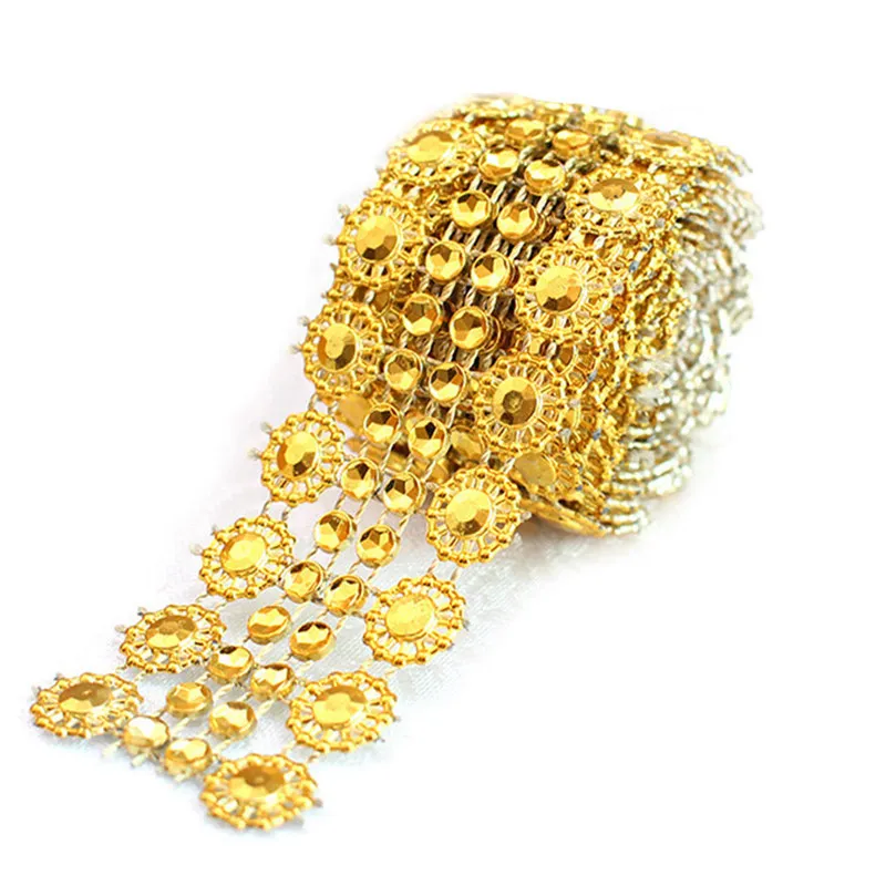 Gold Diamond с рисунком "Подсолнух" сетка в рулоне для праздника Единорог вечерние на день рождения и свадьбу DIY украшения стола торт Обёрточная бумага ленты с кристаллами лента с фатиновой юбкой - Цвет: Gold