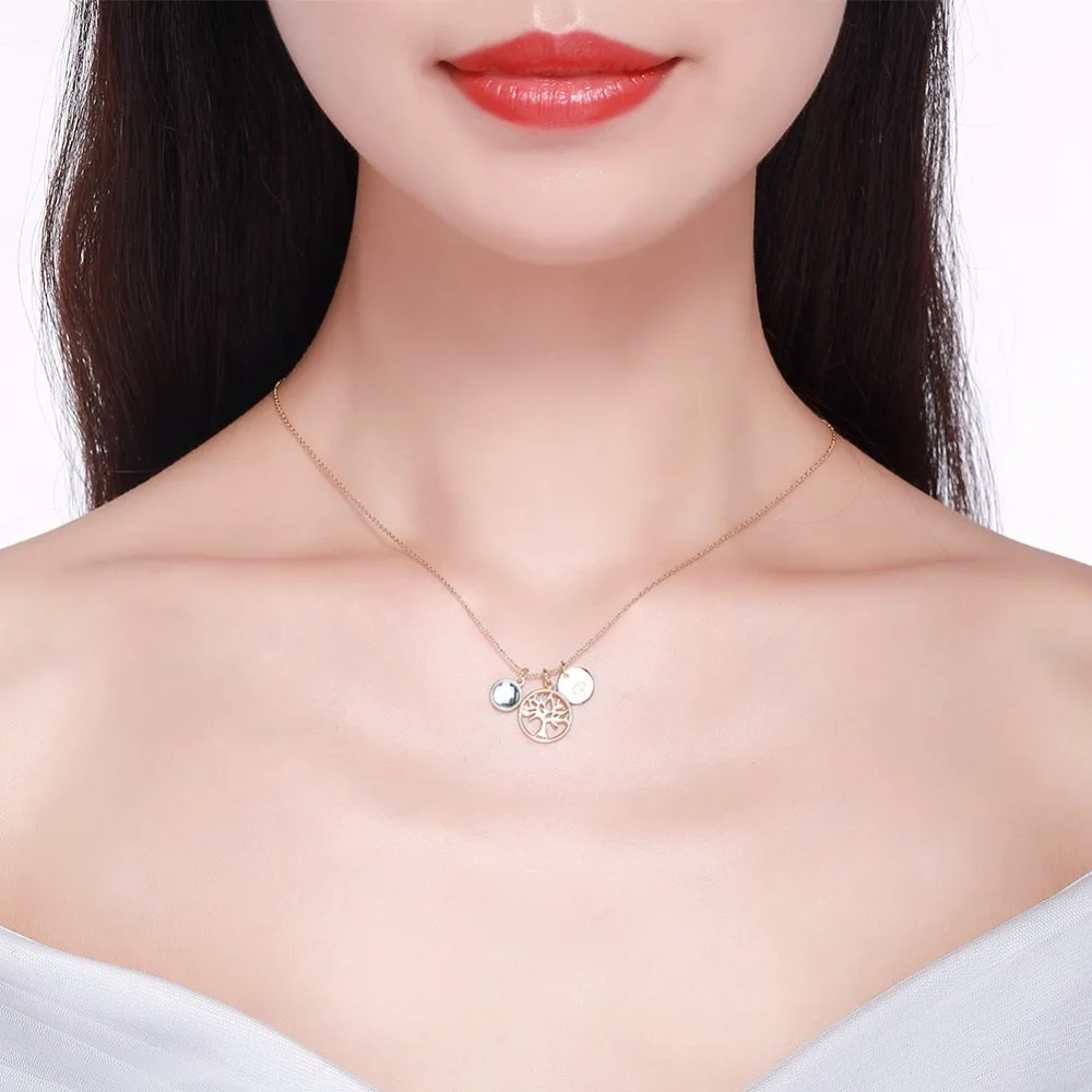 Lekani дизайн кристалл от Swarovski Glod Color Life Tree Круглый кулон ожерелья для женщин