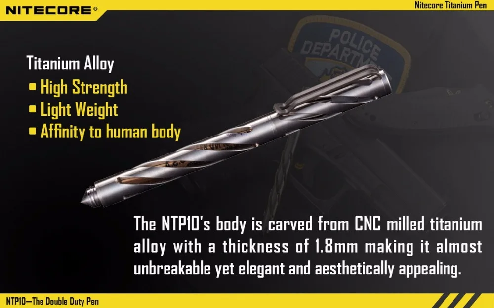 NITECORE NTP10 титановая тактическая ручка с карликовым корпусом Вольфрамовая сталь заостренный кончик+ из матового алюминия ручка из сплава чехол инструмент difesa