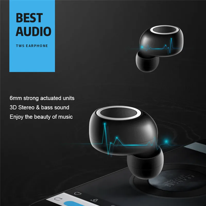 D015 TWS V5.0 Bluetooth Wireless Earphones Stereo Portable Headphone with Charge Sport case Bass Gaming Headset Earbuds Mic | Электроника