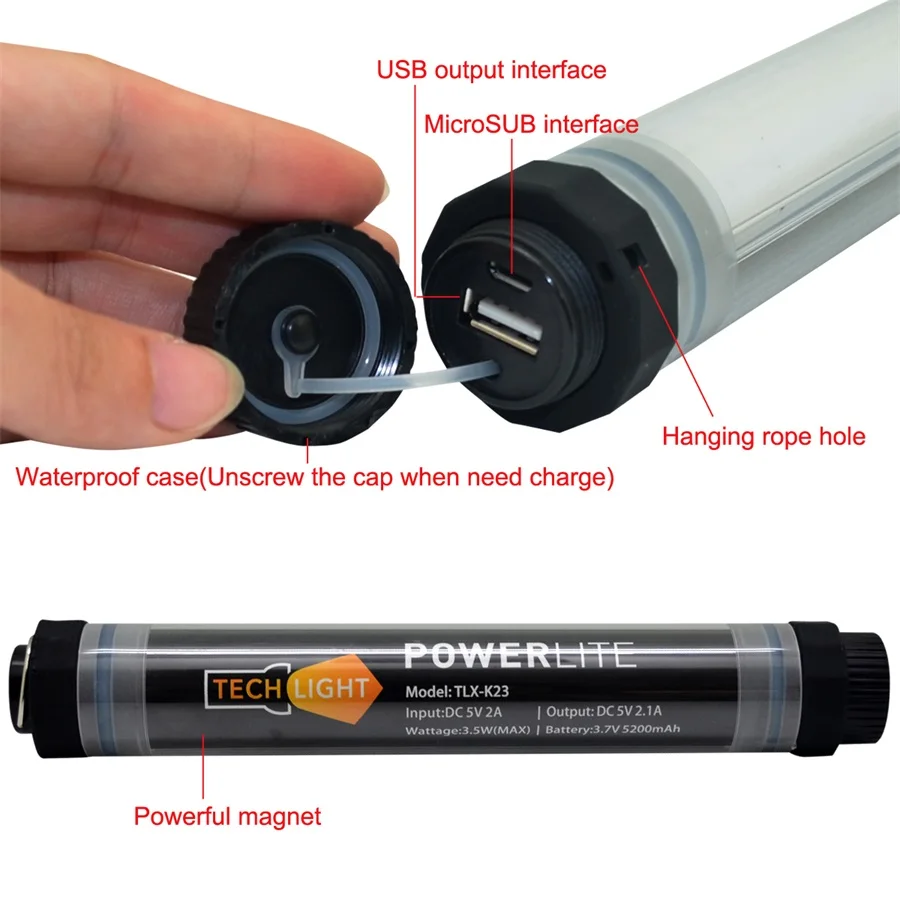 Перезаряжаемые светодио дный Портативный Фонари фонарик IP68 трубки Powerbank