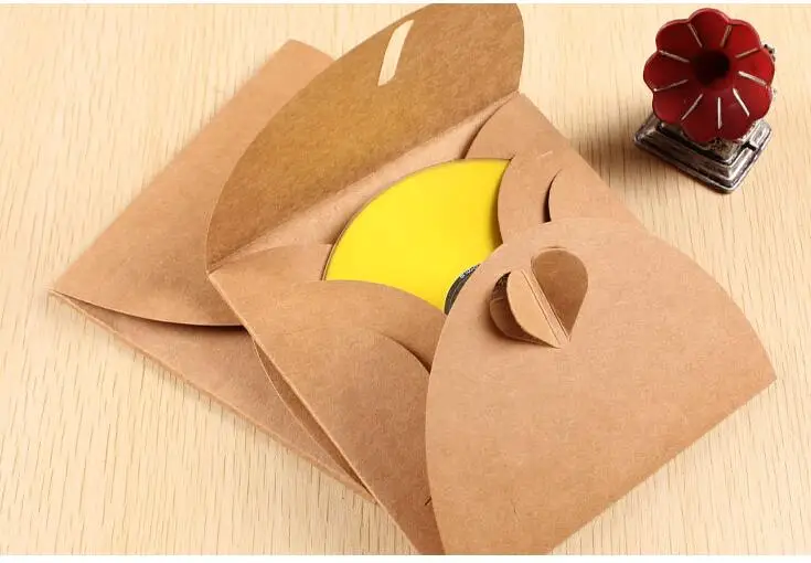 20 шт. коричневый CD оберточный бумажный пакет Творческий сердце DVD крафтовый