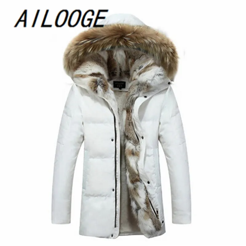 Мужской пуховик с меховым воротником теплая парка Повседневная зимняя куртка 2021