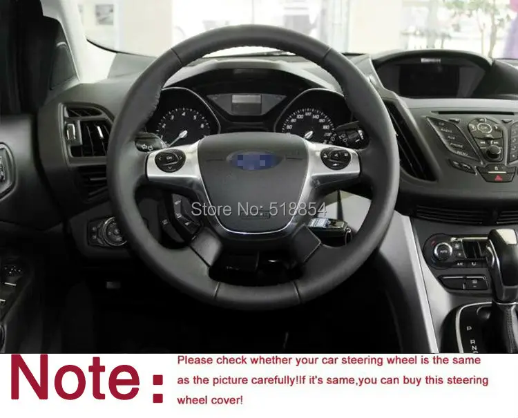Черный чехол рулевого колеса автомобиля из искусственной кожи для Ford Focus 3 2012- KUGA Escape 2013