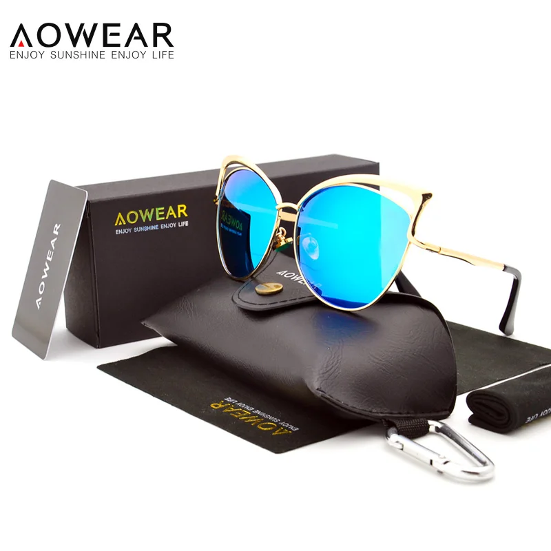 Женские солнцезащитные очки кошачий глаз AOWEAR поляризационные винтажные