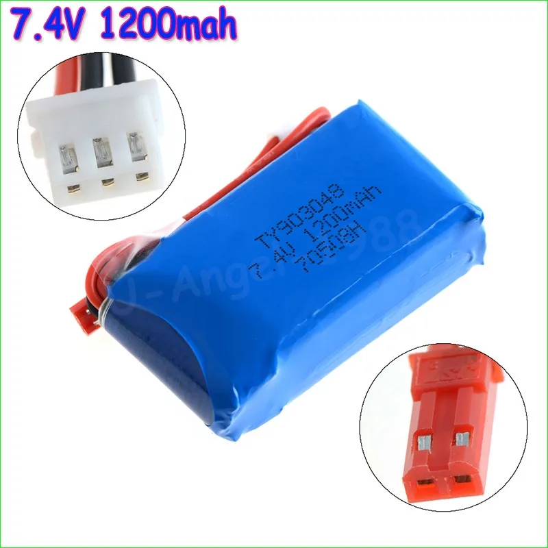 

2pcs/lot Lipo Battery 7.4v 1200mAh 2S 30C JST For WLtoys Quadcopter Drone V666 V262 V353 V333 V323 Helicopter Truck Drone