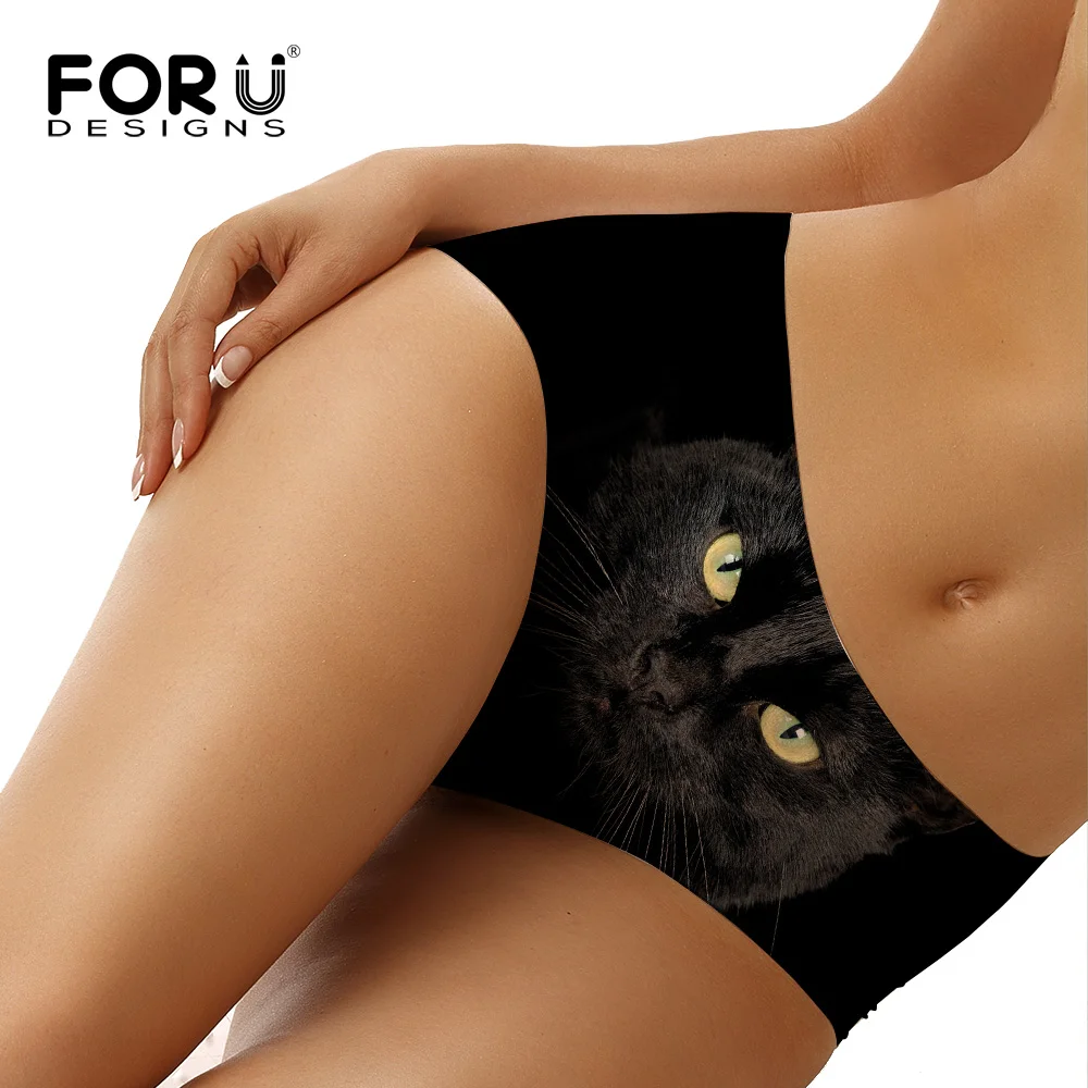 Женские бесшовные трусики FORUDESIGNS с 3d рисунком животных кошек совы киски собак