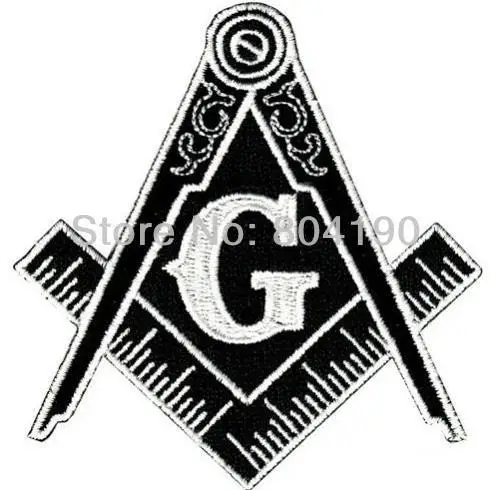 Черный MASONIC Логотип вышитый Утюг на пришивке Заплатке FREEMASON квадратный компас