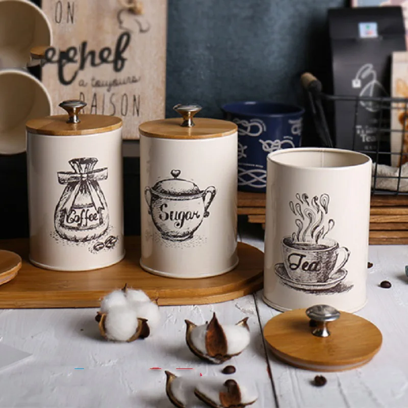 A 3PCS 3Pcs/Set Storage jars kitchen seasoning jars tea cans candy jars Tea Coffee Sugar Square Box Case Home Decor Storage Tanks - Цвет: A 3PCS