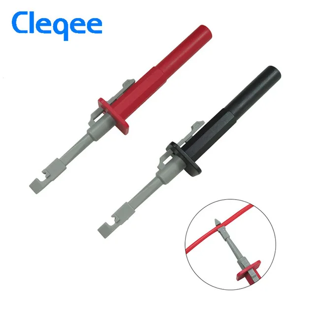 

Cleqee P5006 2 шт./компл. набор тестовых зажимов для пирсинга изоляции, зонды аллигатора для обнаружения цепи автомобиля, красный/черный