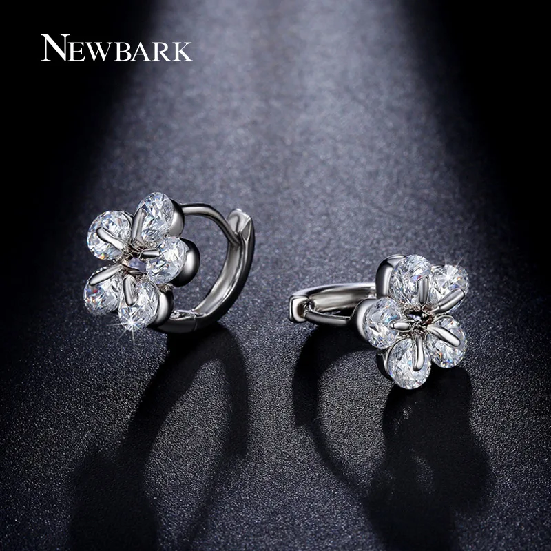 Newbark многоцветный цветок Серьги с красочными кубический циркон камень
