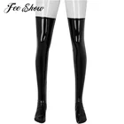1 пара черные мужские противоскользящие мягкие и эластичные лосины Лакированная кожа, высота до бедра, подштанники для девочек чулки Клубная одежда костюмы для костюмированной вечеринки; Аксессуар
