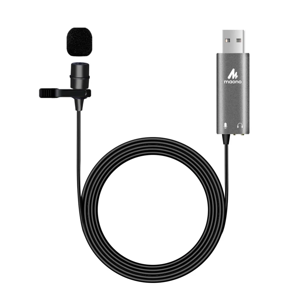 Микрофон MAONO конденсаторный петличный микрофон с USB разъемом креплением на