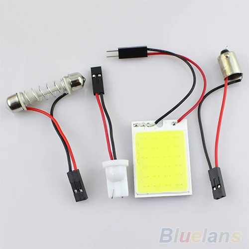 

New Trendy Wholesale 4W COB Chip LED 24 LED SMD Car Interior Light T10 Festoon Dome Adapter 12V Panel Light