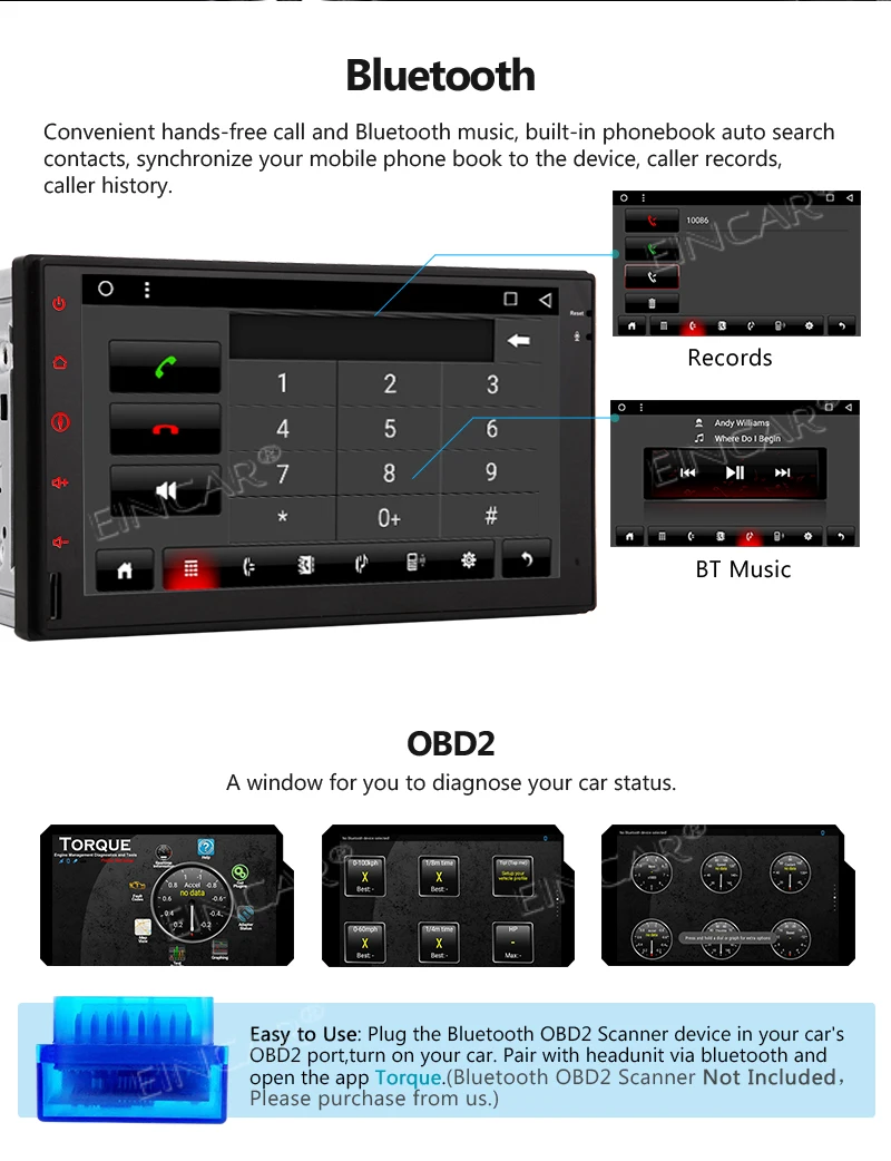 Android 7.1 Double Din with Octa Core Bluetooth Screen Mirroring &ampAndroid Auto - Supprot Audio & Video Out+Rear Camera Vehicle |