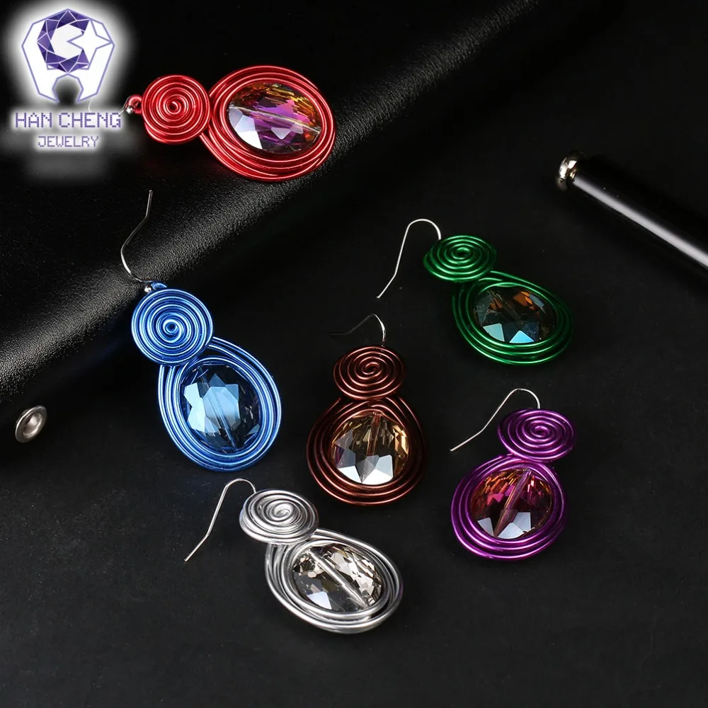 HanCheng новые модные висячие серьги ручной работы с металлической проволокой