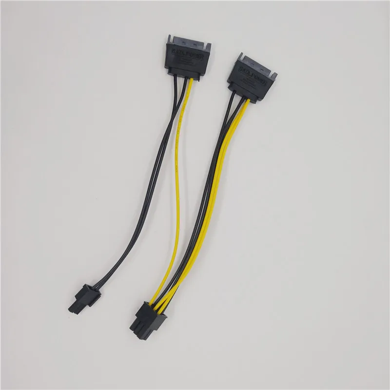 Удлинитель питания 20 см 2 порта 15Pin SATA к PCI E 6 + 8Pin для графического майнинга