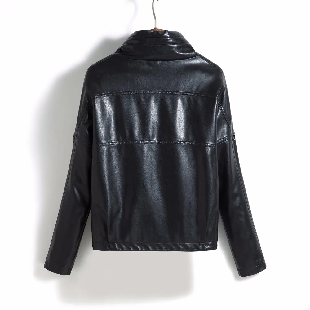 

M-3XL Leather Jacket Men Fashion New 2017 Hooded Stand Collar Solid Long Sleeve Men's Motorcycle Leather Jacket Black Red Green
