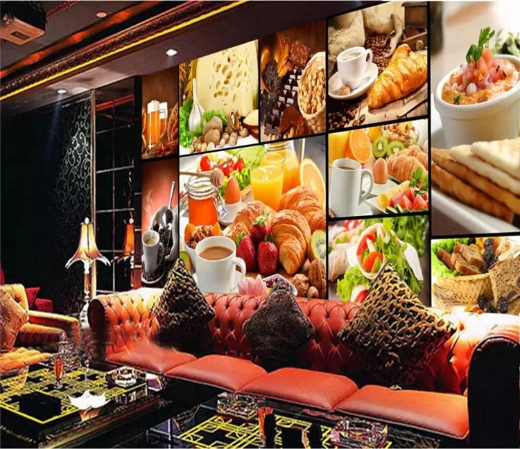 Обои на заказ для стен с изображением хлеба выпечки чая десертов магазина кафе