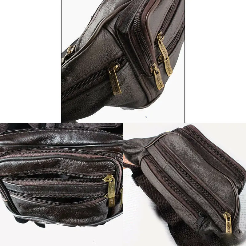 Винтажная Мужская поясная сумка Классическая однотонная из искусственной кожи