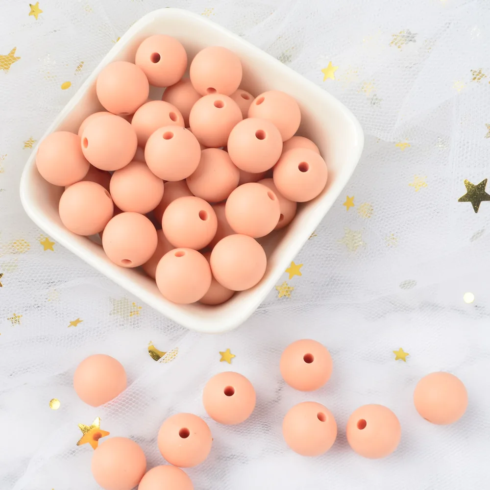 peachy LOFCA 30 шт. Силиконовые 12 мм бисер ребенок прорезывание зубов игрушка BPA бесплатно пищевого качества Детские Прорезыватели круглые свободные бусины DIY Уход ювелирные изделия ожерелье - Цвет: peachy
