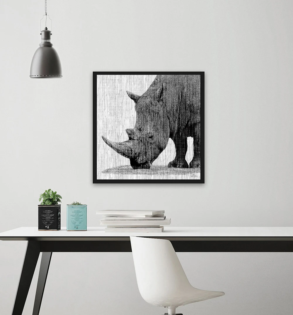 Картина маслом на холсте Power of a Rhino Модный Рисунок большого размера без рамки для