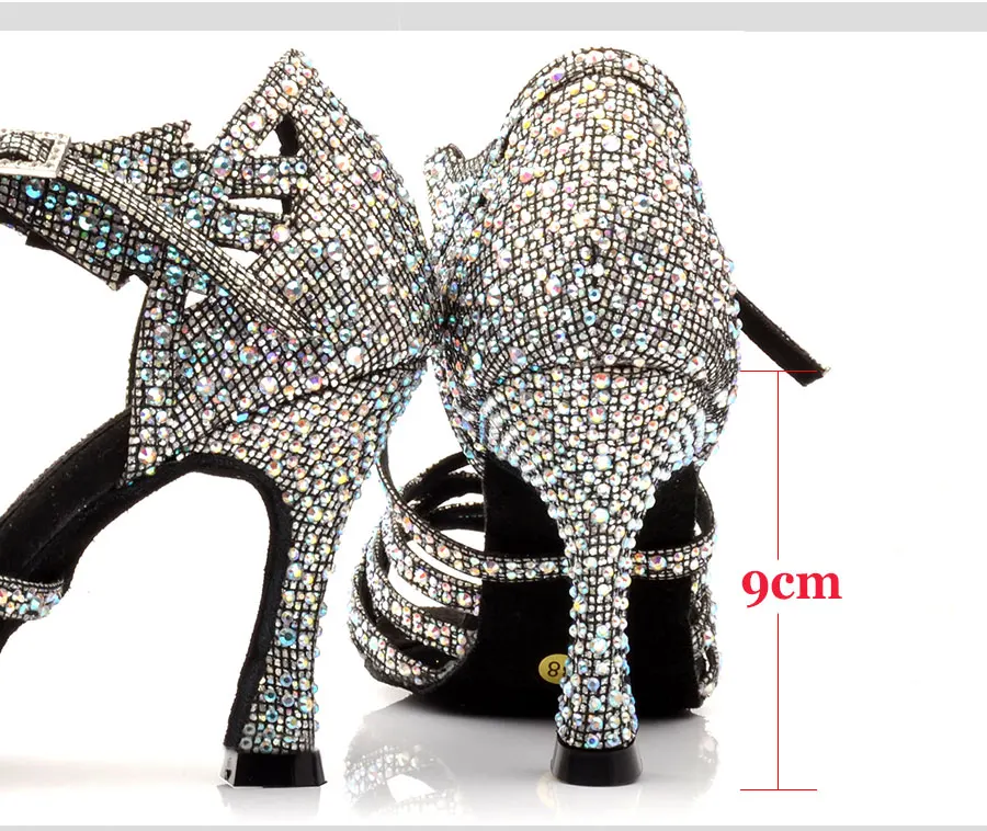 Ladingwu Zapatos De Baile Professional/черные женские танцевальные туфли черного цвета в клетку, на высоком каблуке, для сальсы, для латинских танцев, со стразами