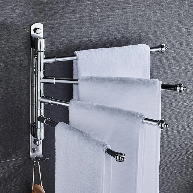 

Anti-Rust Stainless Steel Towel Holder Rack Rotating Towel Rack Bath Rail Hanger Holder 4-Arm Bars Bathroom Wall Mounted Rack