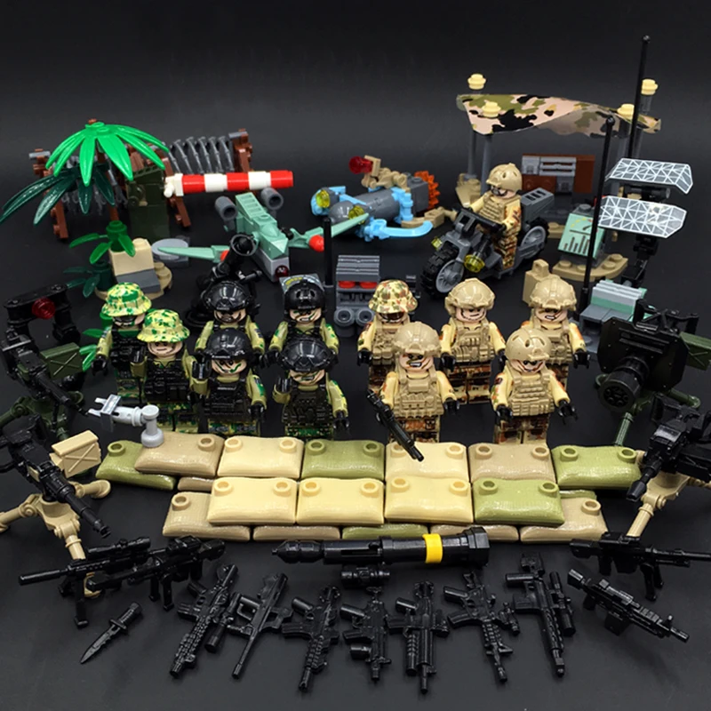 Игрушечные строительные блоки армейский конструктор Swat шлем оружие модель