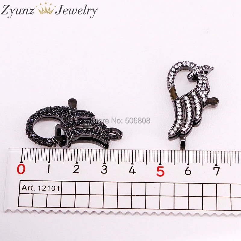 5 шт. ZYZ324-9739 CZ Micro Pave Крылья Ангела застежка Омар, кубический цирконий застежка, выводы