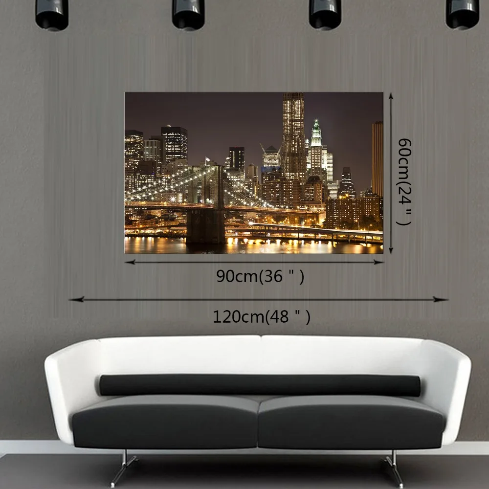 1 панель Бесплатная доставка Мост ночной вид современный пейзаж Искусство Холст