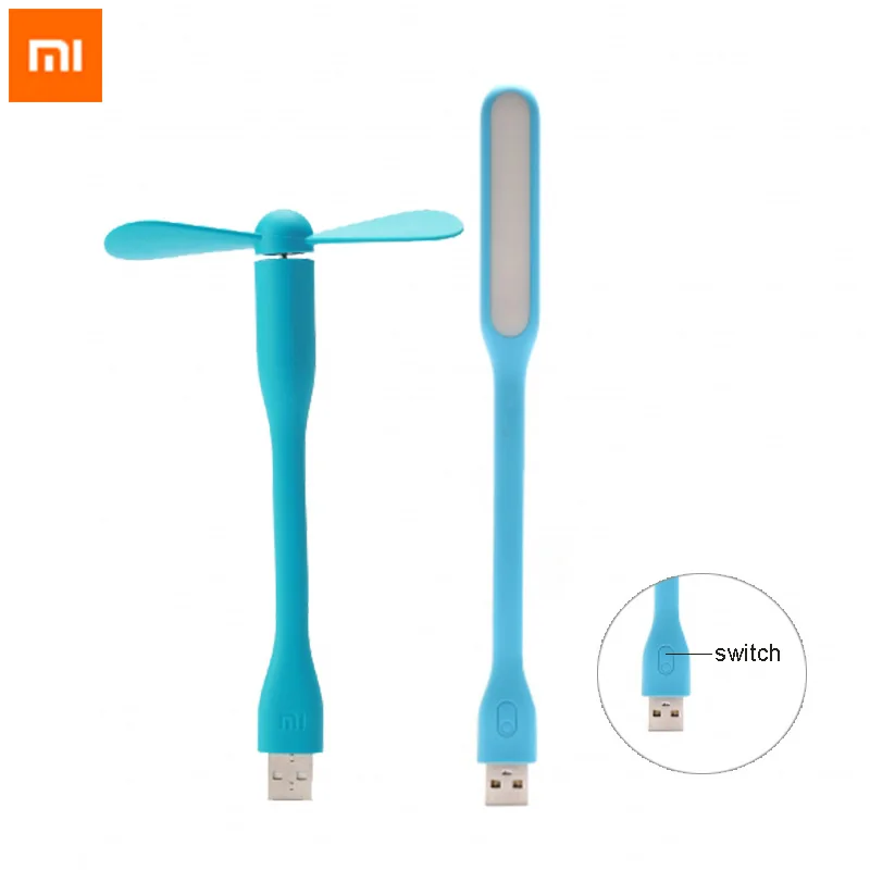 blue LED blue fan Xiaomi mi светодиодный USB светильник, улучшенная версия+ mi USB вентилятор, портативный адаптер для ноутбука, ноутбука, компьютера - Цвет: blue LED blue fan