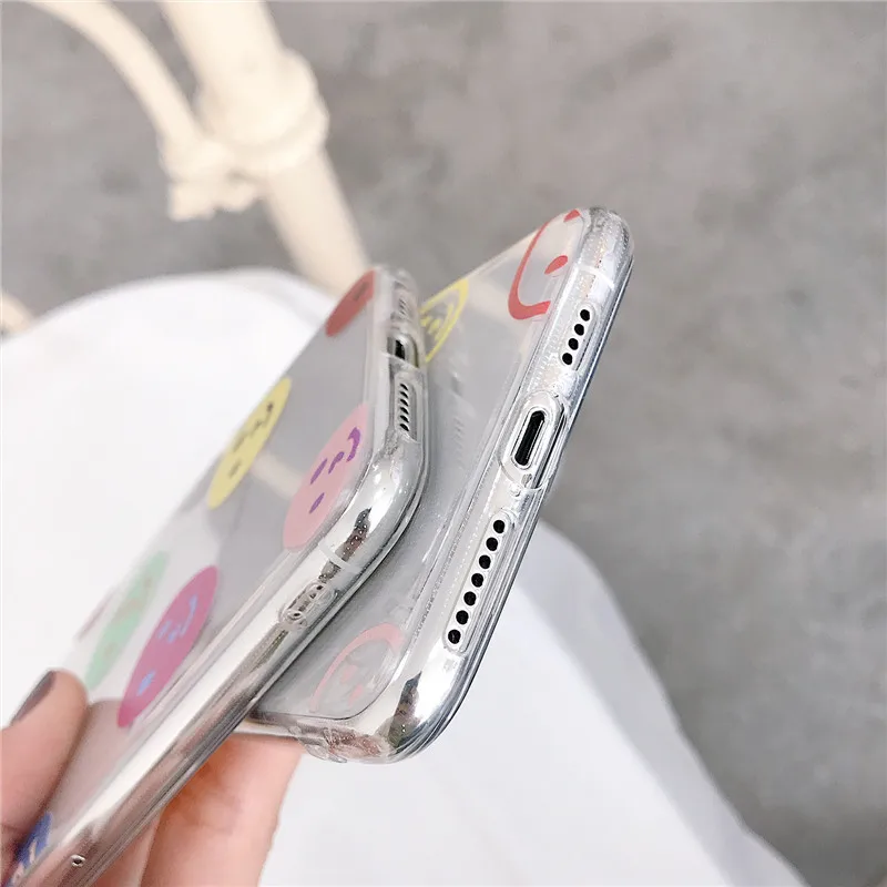 Милые чехлы для телефонов с улыбающимся лицом iPhone X XS max XR мягкий прозрачный