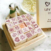 diy diary craft stamp decorative scrapbooking wood stamp 25pcsset love happy life wooden rubber stamp
