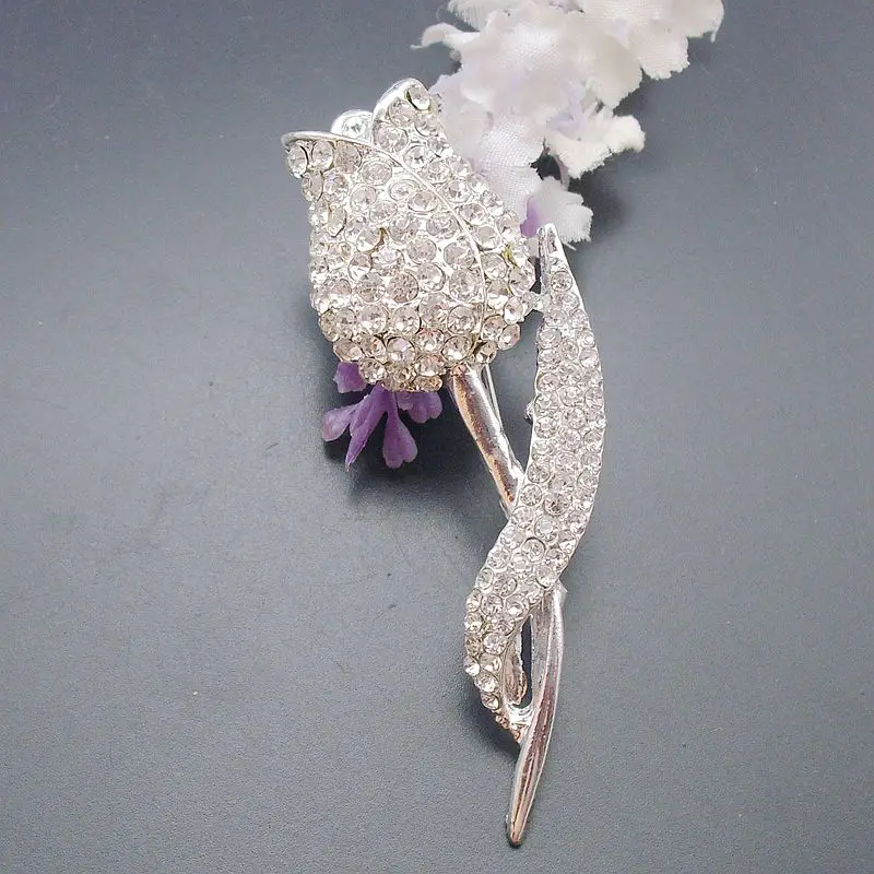 1 шт. блестящая Красивая Посеребренная Цветочная прозрачная стразы брошь в виде