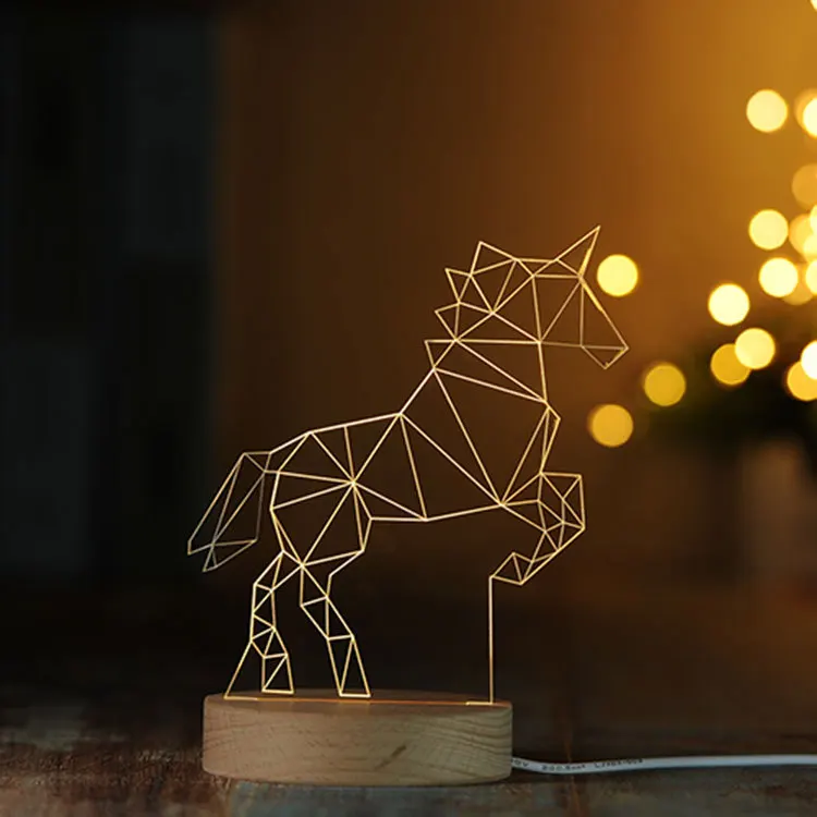 Милое животное кошка/кролик/единорог/дельфин рисунок 3D LED Настольная лампа
