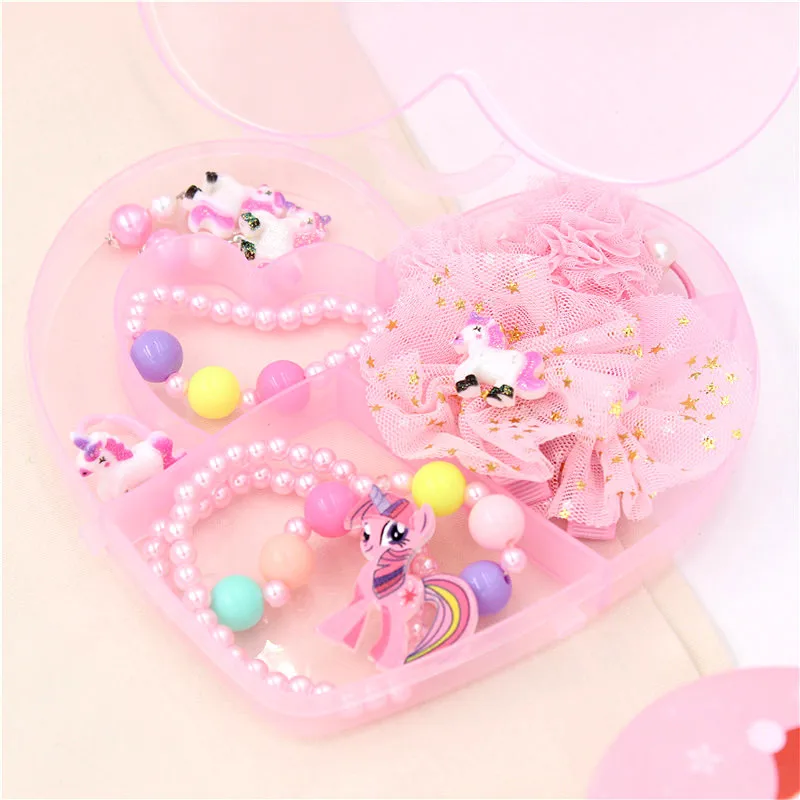 Unicorn series 12 шт. Минни Мышь рисунок «Hello Kitty» заколки для волос, волосы ленты серьги браслет Цепочки и ожерелья весь Ювелирные наборы для девочек - Цвет: Unicorn series