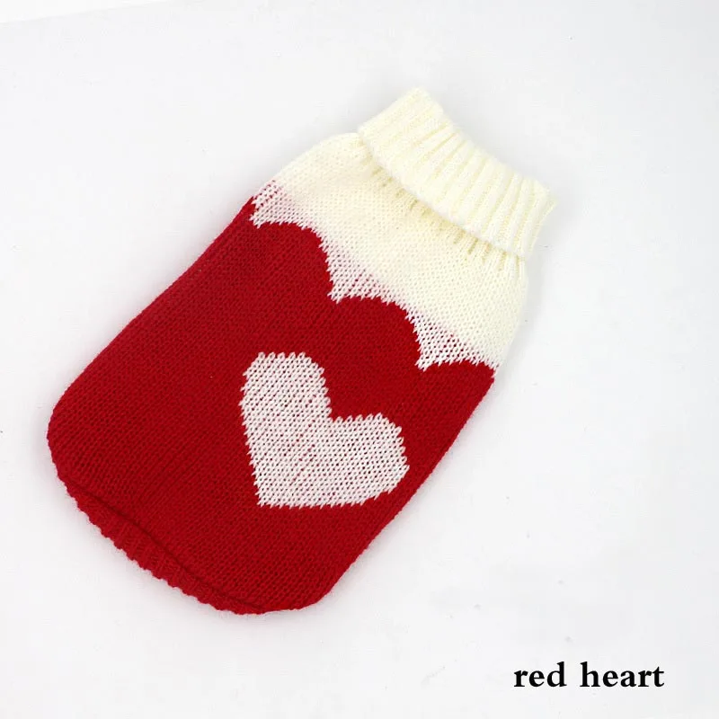 red heart Дизайн Красочная набивная теплая зимняя для домашней Собаки Одежда для маленьких средних собак Щенок Чихуахуа Рождественский свитер 10E - Цвет: red heart