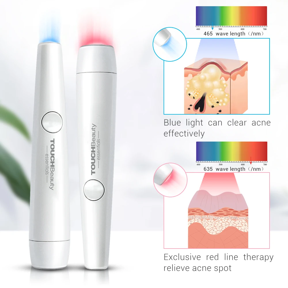 TOUCHBeauty 2-в-1 красного и синего цветов светильник терапии акне ручка мягкая шрам морщинки устройство для очистки TOUCHBeauty TB-1693