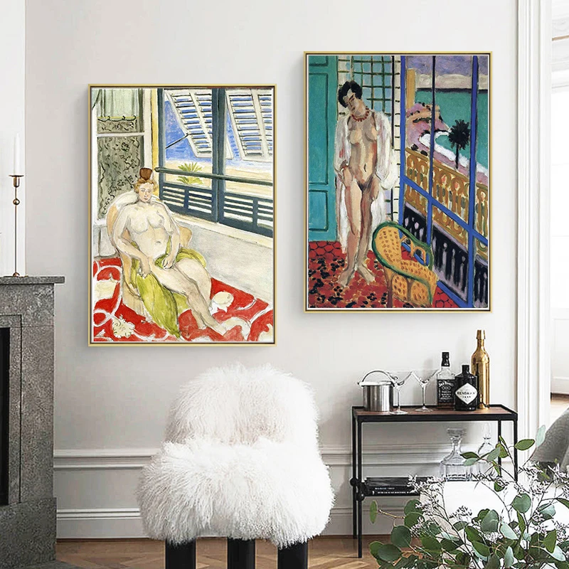 Обнаженная женщина за окном винтажные крафтовые постеры настенные наклейки