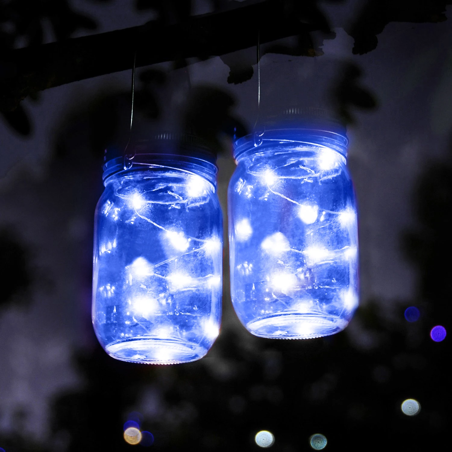 20LED фея света Солнечный свет банку для Mason крышкой Вставить Цвет Изменение Сад