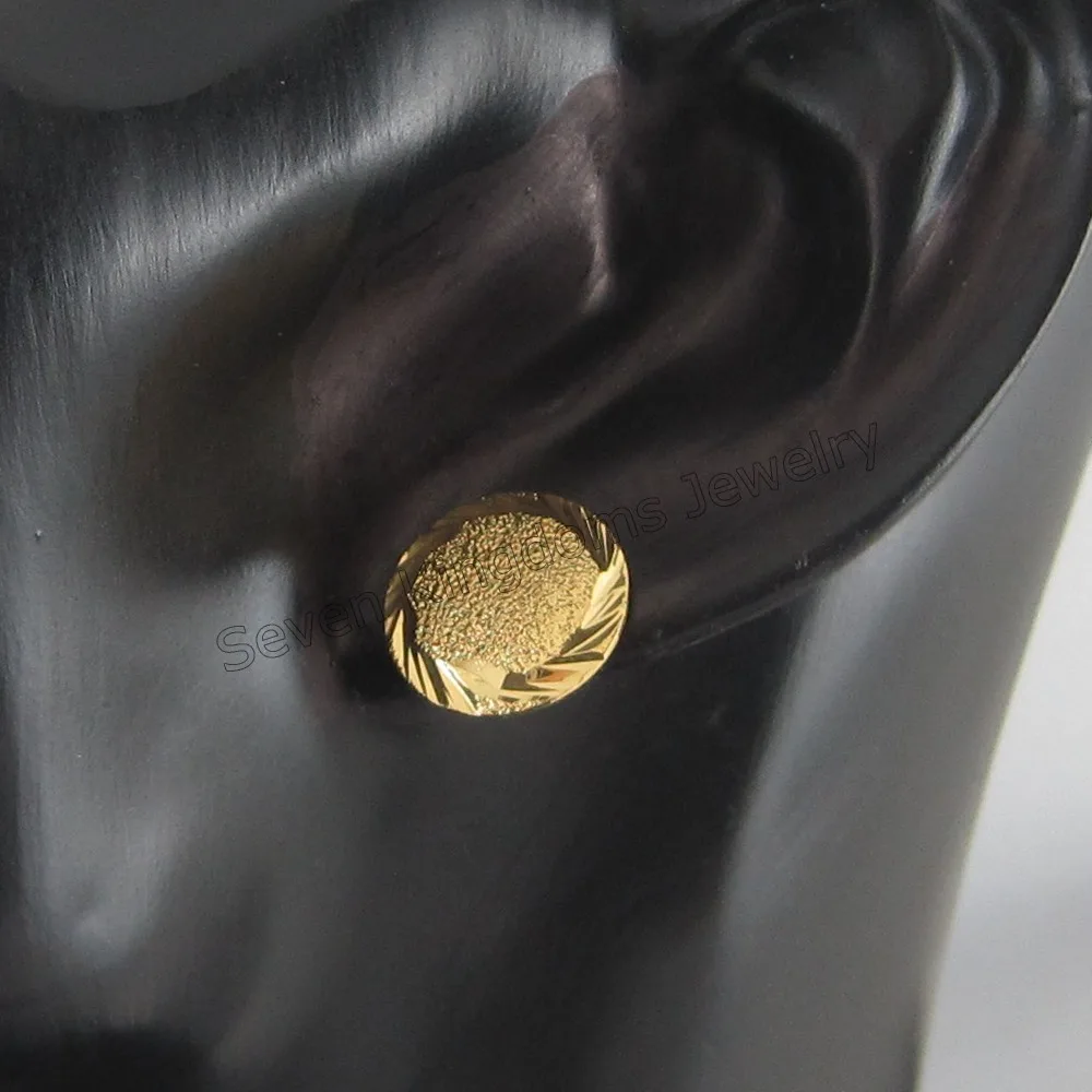 Серьги гвоздики с круглой гравировкой 14 мм 0 55 дюйма|gold fish for sale|earring blackgold pyramid stud