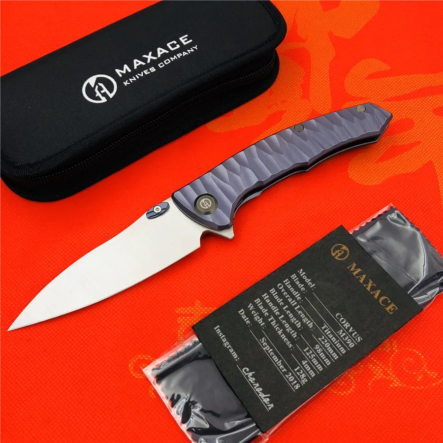 MAXACE Ворон Флиппер складной нож M390 лезвие TC4 титановая ручка Открытый лагерь Охота выживания карманные Кухонные Ножи EDC инструмент
