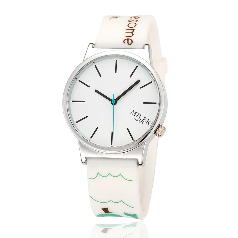 2017 моды miler кварцевые часы женщины одеваются силиконовые печати студенческий