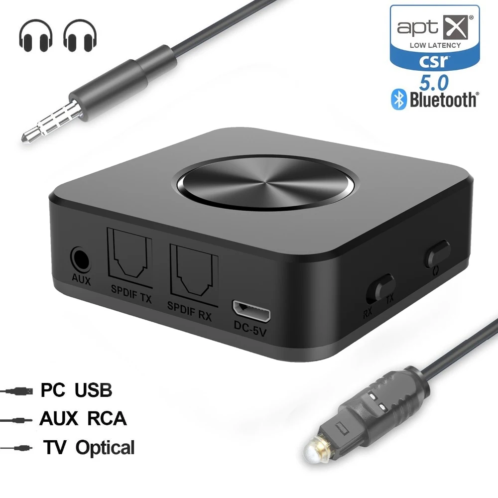 

Bluetooth 5.0 CSR8675 Aptx HD Low Latency RCA SPDIF Optical Toslink Aux Transmitter Receiver Wireless Audio Music TV Adapter