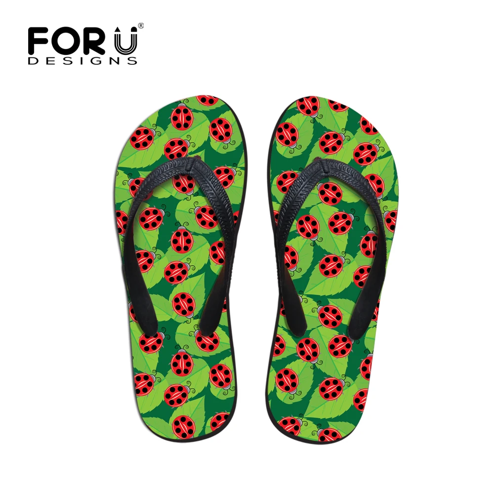 Удобные женские шлепанцы летние сандалии с принтом божья коровка пляжные sapatos