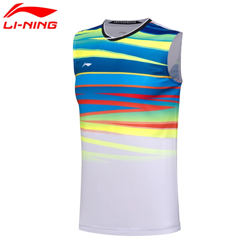Li-Ning мужской сухой жилет для бадминтона дышащие легкие рубашки соревнования Топ комфортная подкладка спортивный жилет AVSM101-2H CONF17