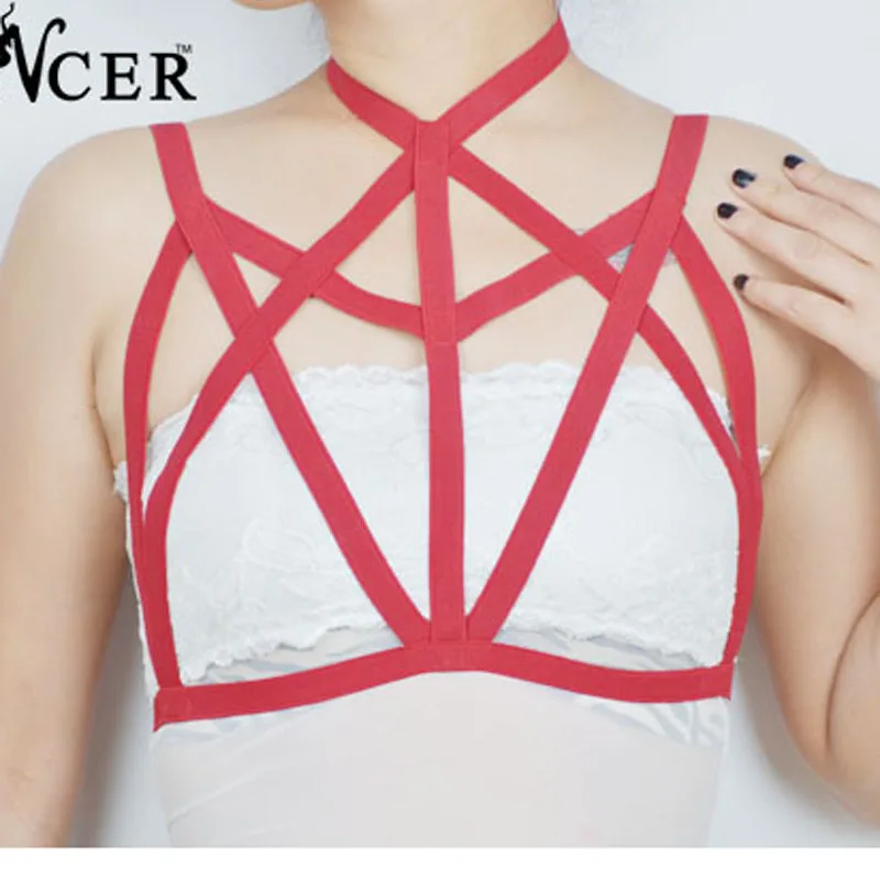 Сексуальный готический красный бюстгальтер на бретелях Женская клетка