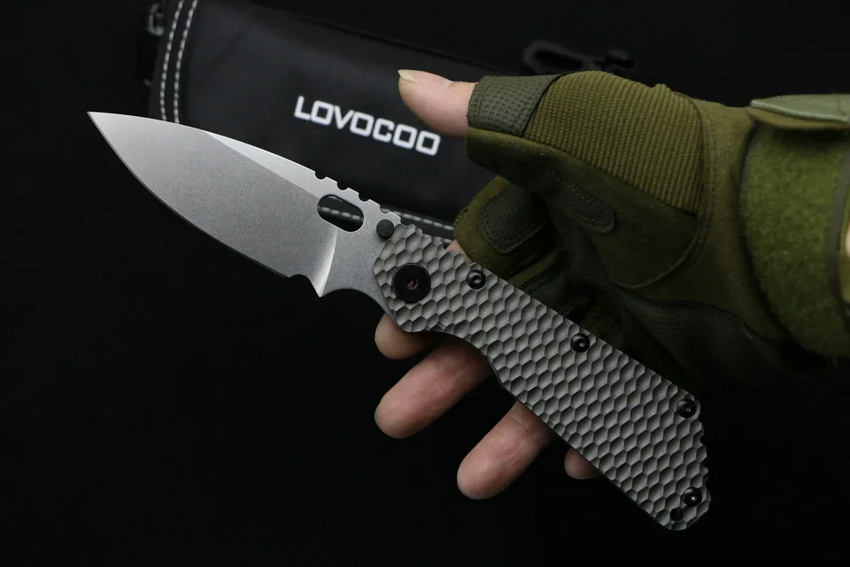 LOVOCOO SMF TC4 титановая ручка D2 лезвие медная шайба складной охотничий кемпинг открытый Тактический Многофункциональный кухонный нож EDC инструменты